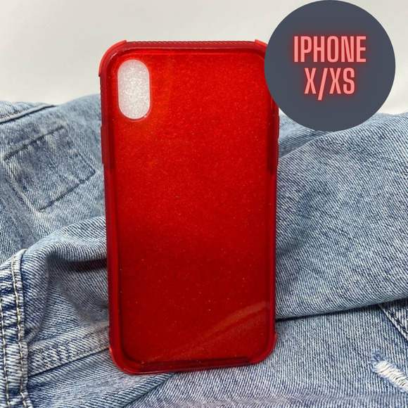 Unbranded Other - iPhone X/XS Case Clear Red Glitter Print Cover NEW